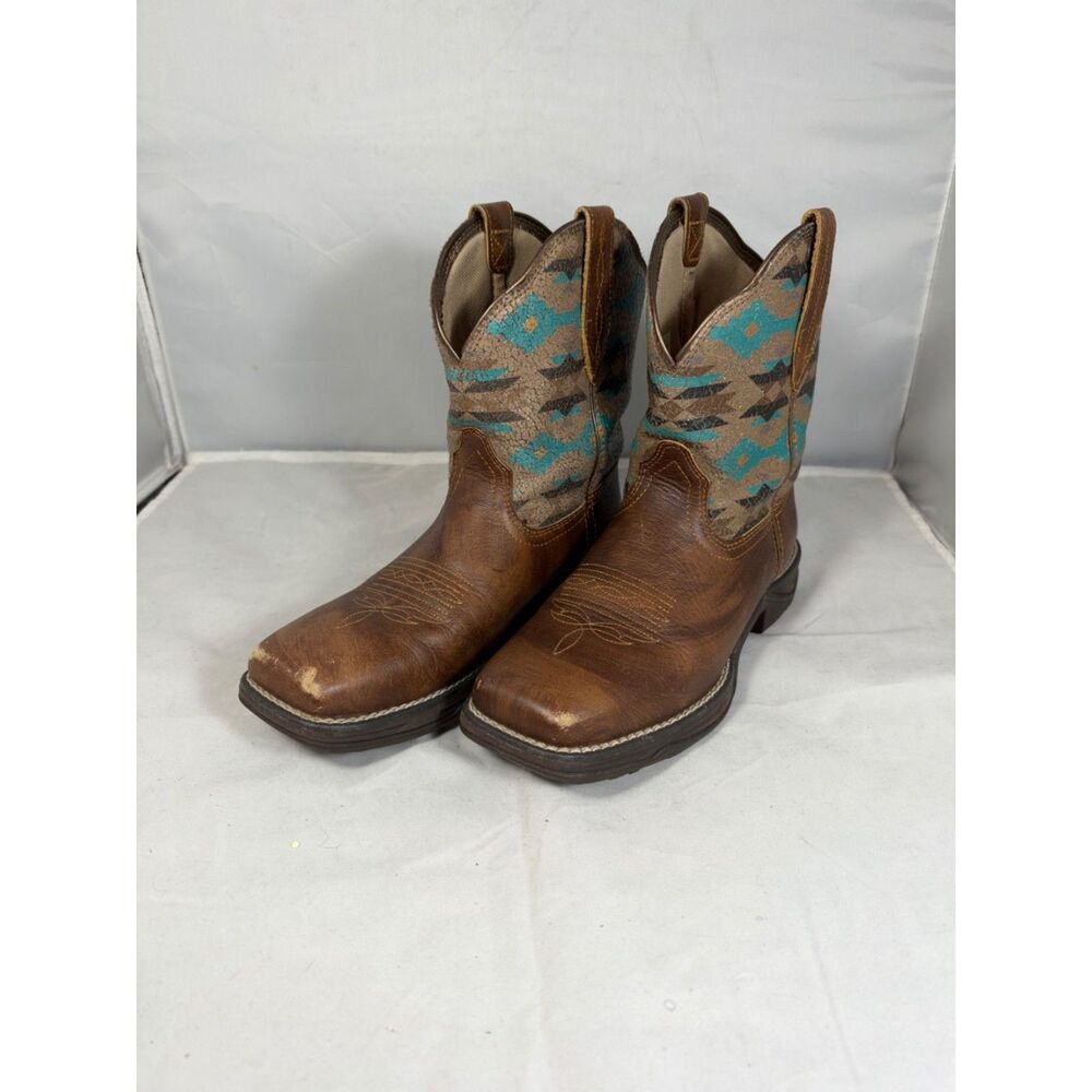 Ariat Anthem Shortie Savanna Women 7 Brown Turquoise Aztec Boots 10042576